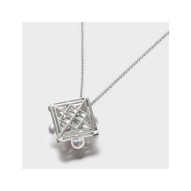 Ciondolo Voyage stellaire I Perla Akoya Oro bianco Diamanti - 9