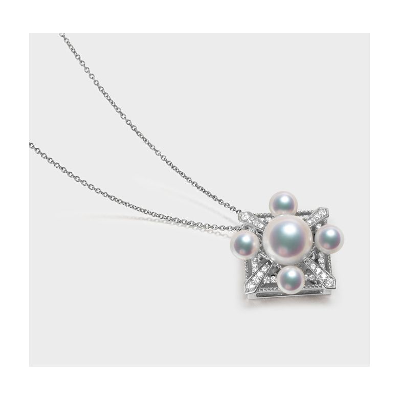 Ciondolo Voyage stellaire I Perla Akoya Oro bianco Diamanti - 8