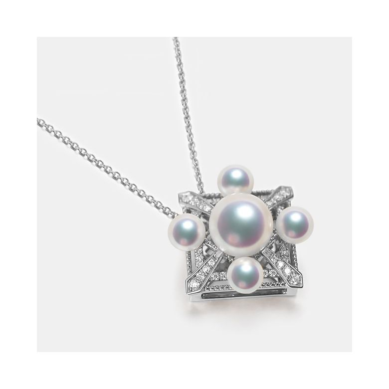 Ciondolo Voyage stellaire I Perla Akoya Oro bianco Diamanti - 6