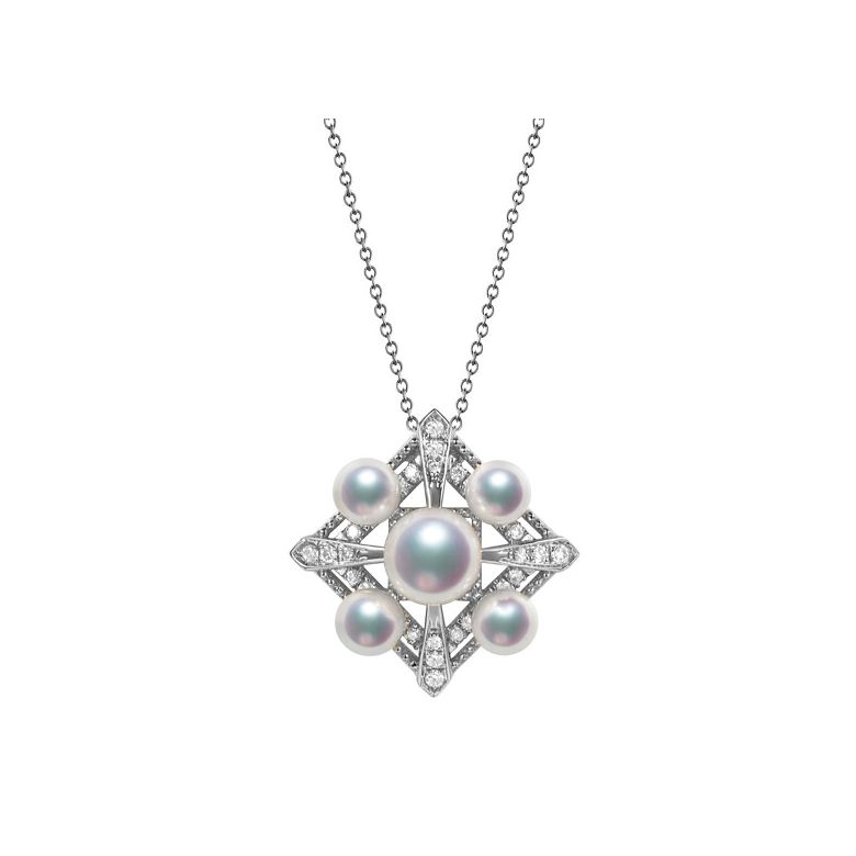 Ciondolo Voyage stellaire I Perla Akoya Oro bianco Diamanti - 1