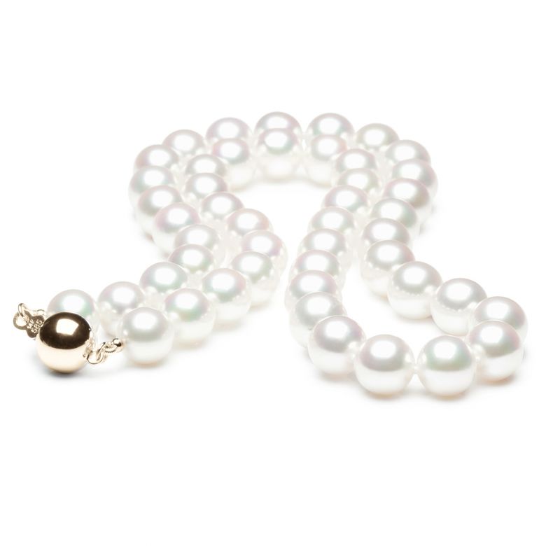 Collana Chizuka - Perle Akoya Bianche Giappone - 7.5/8mm, AAA oro giallo - 1