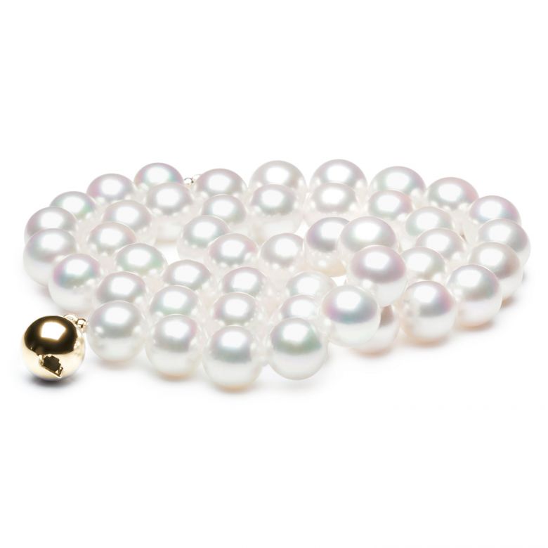 Collana Aguri - Grosse Perle Bianche Akoya - 8/8.5mm, AAA / HANADAMA oro giallo - 1