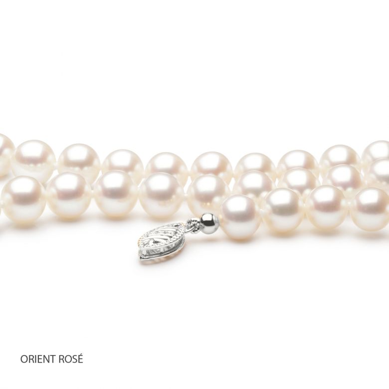 Collana Oesia  - Perle d'Acqua Dolce Bianche - 6.5/7mm, AAA oro bianco - 2