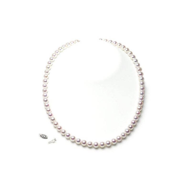 Collana Oesia  - Perle d'Acqua Dolce Bianche - 6.5/7mm, AAA oro bianco - 5