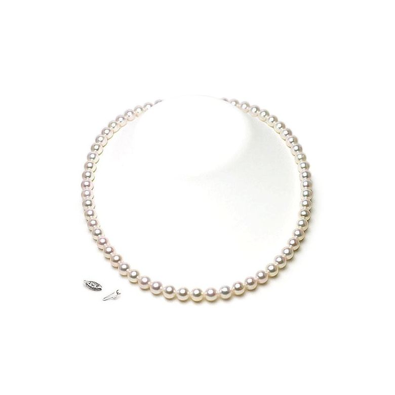 Collana Mistinguett  - Perle d'Acqua Dolce Bianche - 7/7.5mm, AAA oro bianco - 4