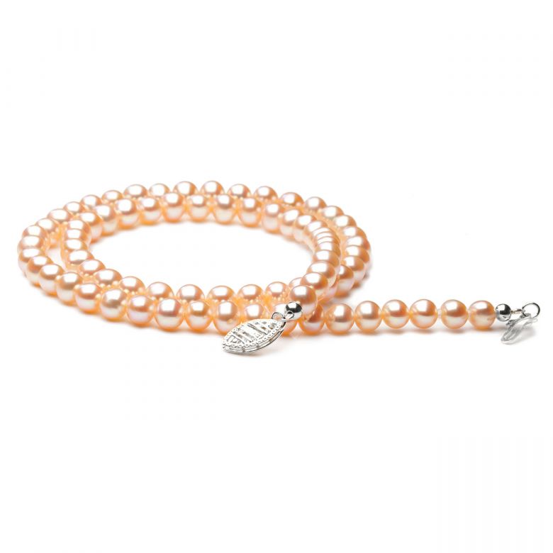 Collana Alhambra  - Perle d'Acqua Dolce Rosa - 5/5.5mm, AAA oro bianco - 2