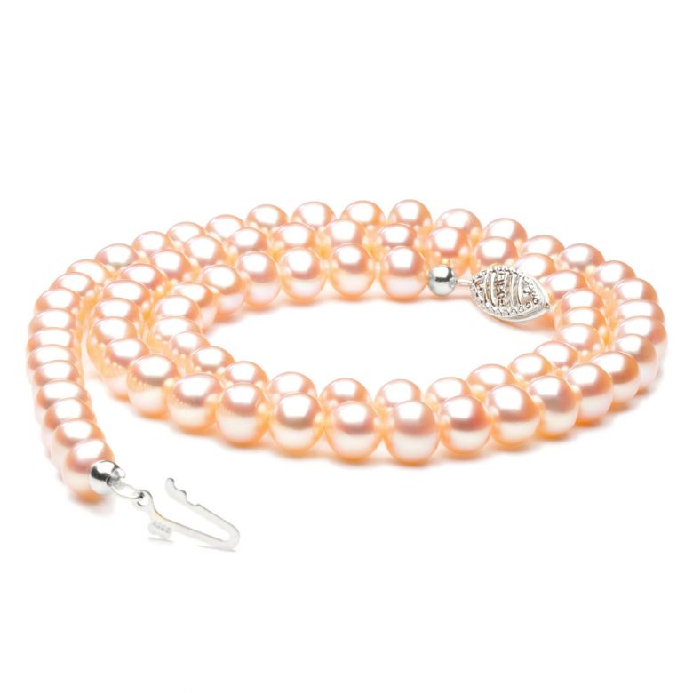 Collana Alhambra  - Perle d'Acqua Dolce Rosa - 5/5.5mm, AAA oro bianco - 4