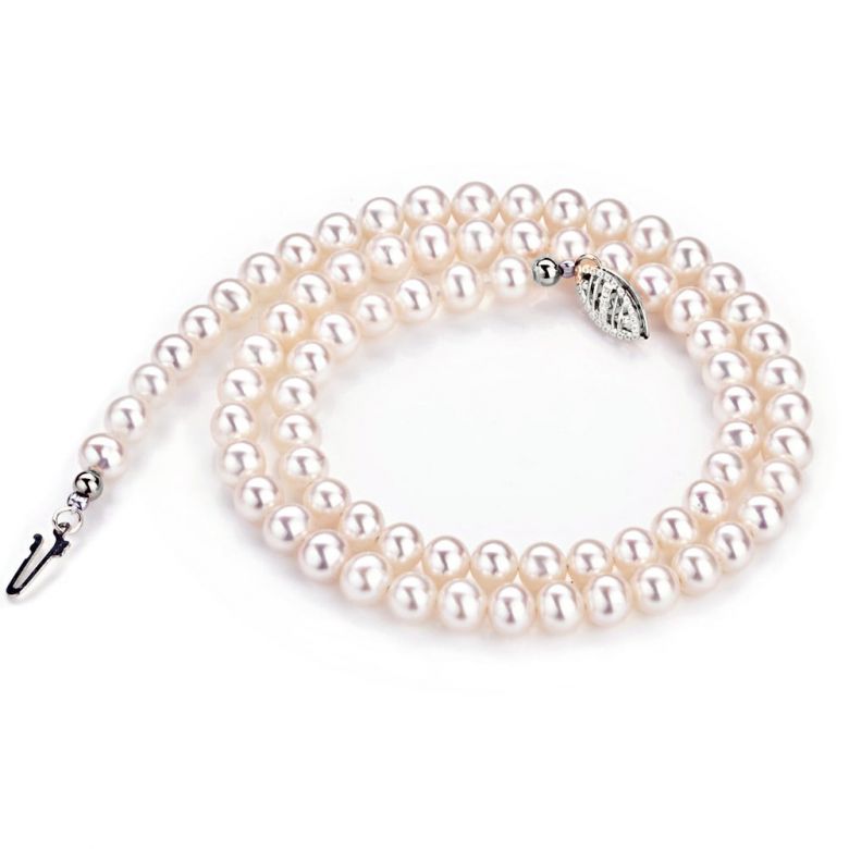 Collana Bobino  - Perle d'Acqua Dolce Bianche - 5/5.5mm, AA+ oro bianco - 2