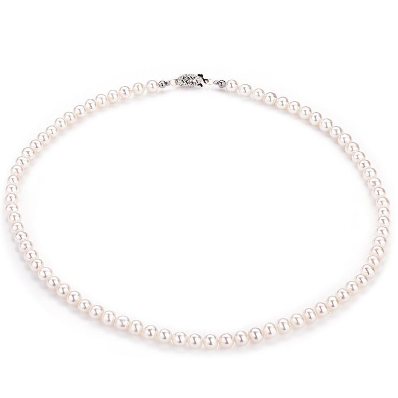 Collana Bobino  - Perle d'Acqua Dolce Bianche - 5/5.5mm, AA+ oro bianco - 3
