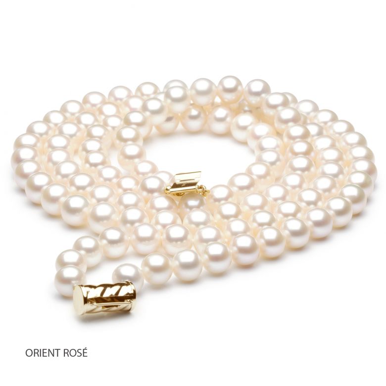 Collana A Due Fili Folies Wagram - Perle d'Acqua Dolce Bianche - 7/7.5mm, AAA oro giallo - 8
