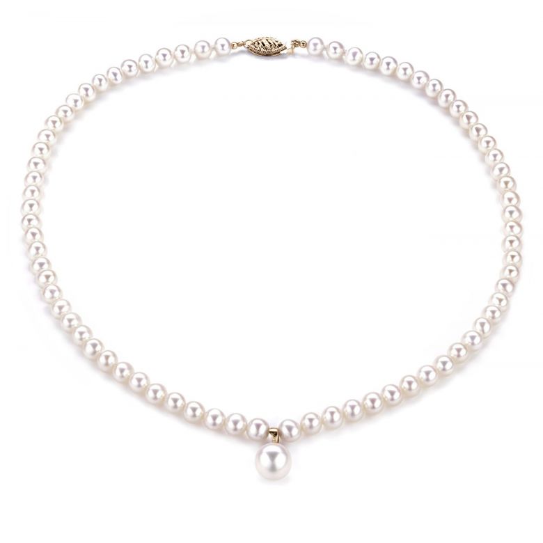 Collana Opera - Ciondolo Pendente Perla d'Acqua Dolce Bianca oro giallo - 1