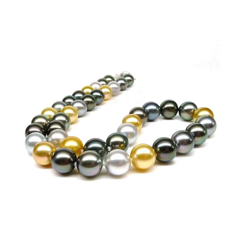 Collana Paon de Dehli - Perle Coltivate Miste di Tahiti e Filippine - 1