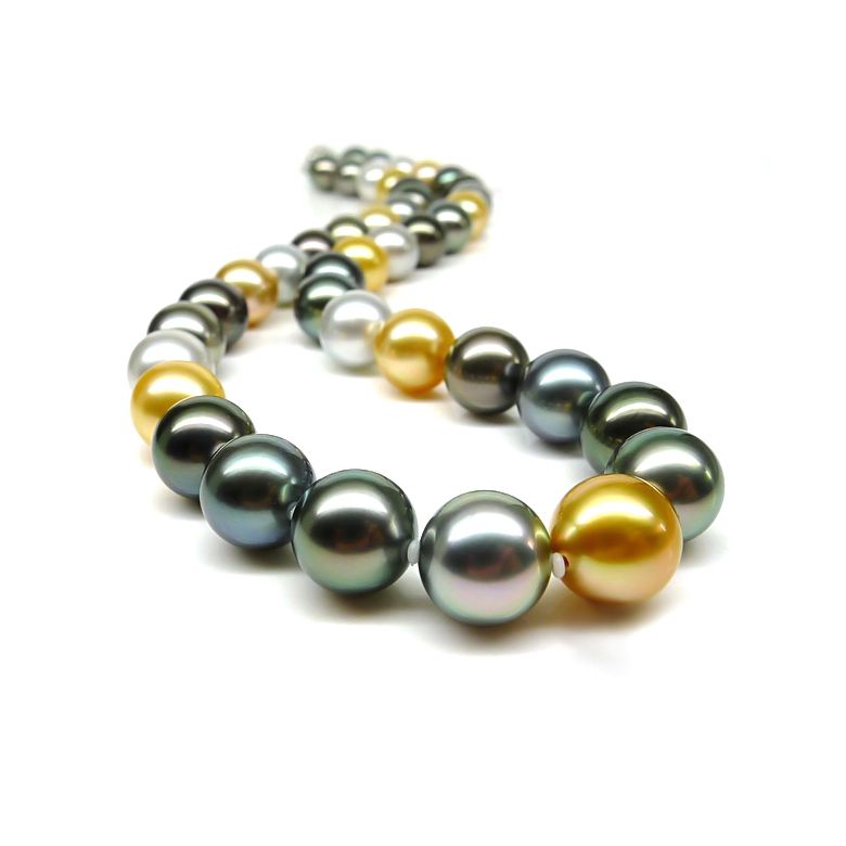 Collana Paon de Dehli - Perle Coltivate Miste di Tahiti e Filippine - 4