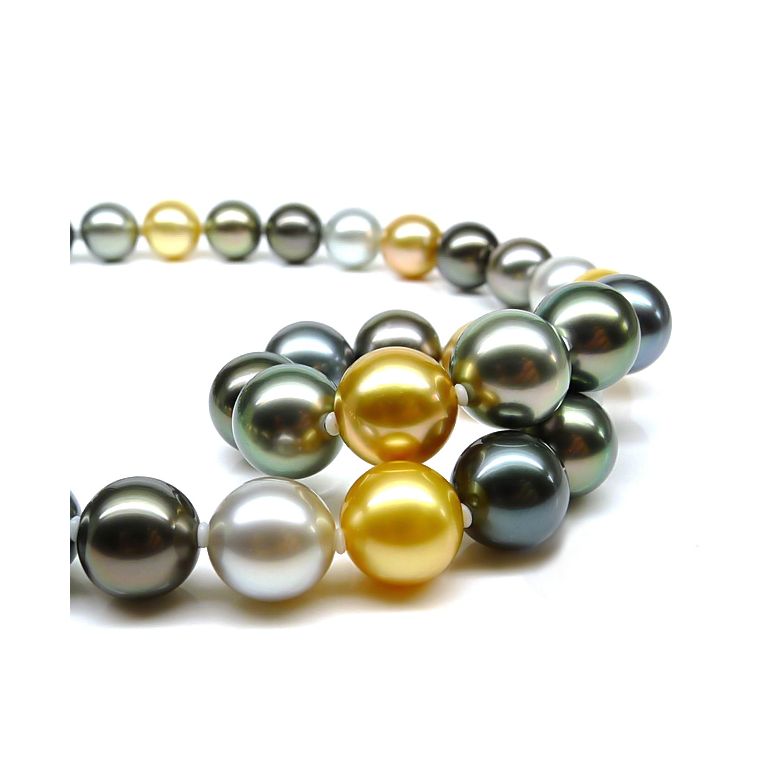 Collana Paon de Dehli - Perle Coltivate Miste di Tahiti e Filippine - 5