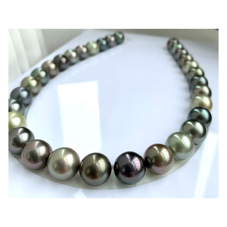 Collana perle di Tahiti multicolores - 13/14mm - AAA - 1