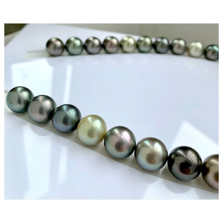 Collana perle di Tahiti multicolores - 13/14mm - AAA - 5
