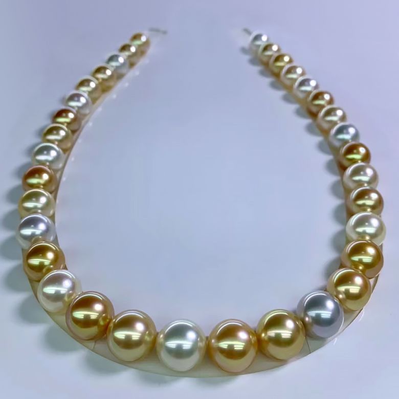 Collana Montjo - Perle Miste di Tahiti e Mari del Sud oro bianco - 1