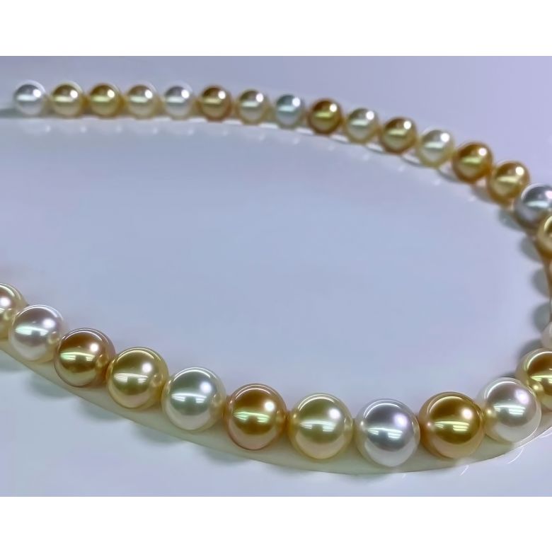 Collana Montjo - Perle Miste di Tahiti e Mari del Sud oro bianco - 5