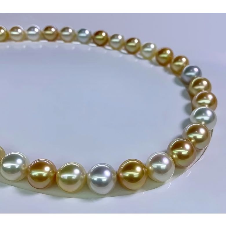 Collana Montjo - Perle Miste di Tahiti e Mari del Sud oro bianco - 6
