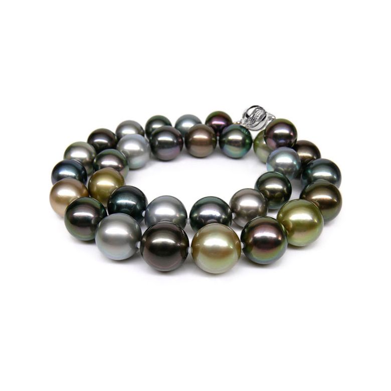 Collana Gontran - Perle Coltivate Miste di Tahiti oro bianco - 1
