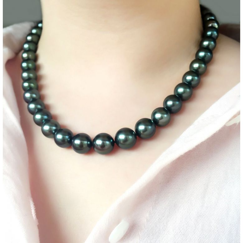 Collana Le Bon - Perle Coltivate Nere di Tahiti oro giallo - 7
