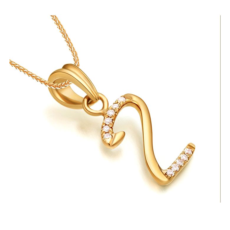 Ciondolo chiffre 2 - Oro giallo 18cts - Diamanti 0.055ct - 2