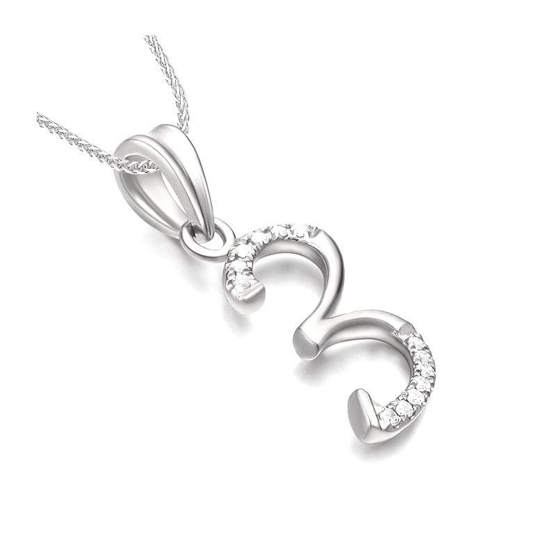 Ciondolo chiffre 3 - Oro bianco 18cts - Diamanti 0.065ct - 4