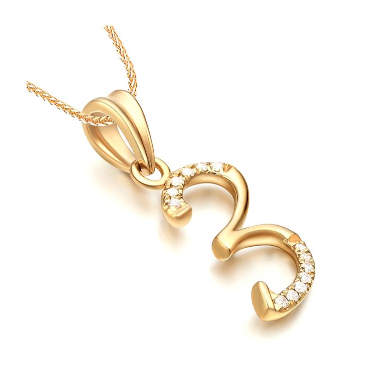 Ciondolo chiffre 3 - Oro giallo 18cts - Diamanti 0.065ct - 3