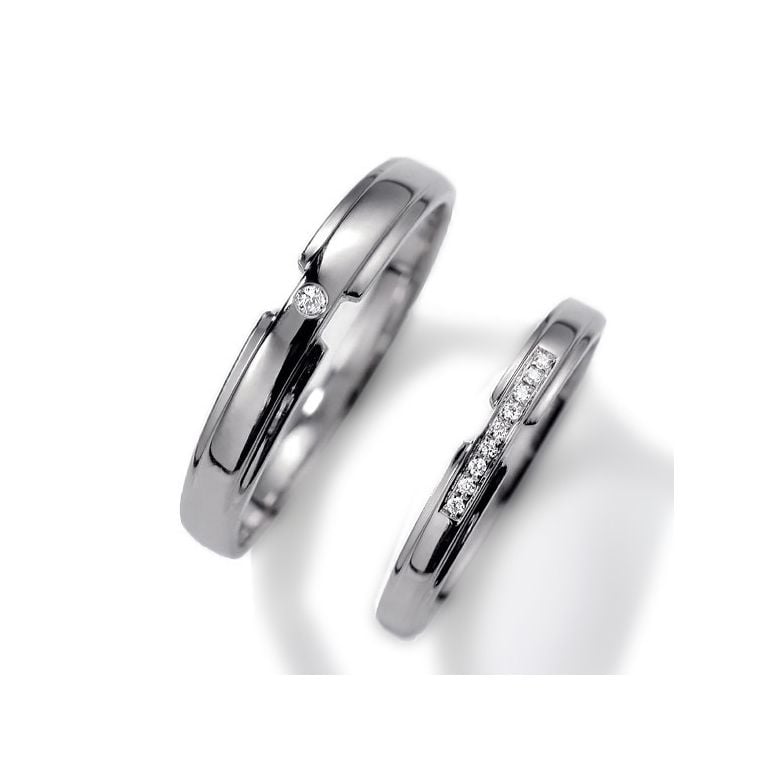Coppia Anelli Jackie & Jack - Platino Finitura Lucida - 1