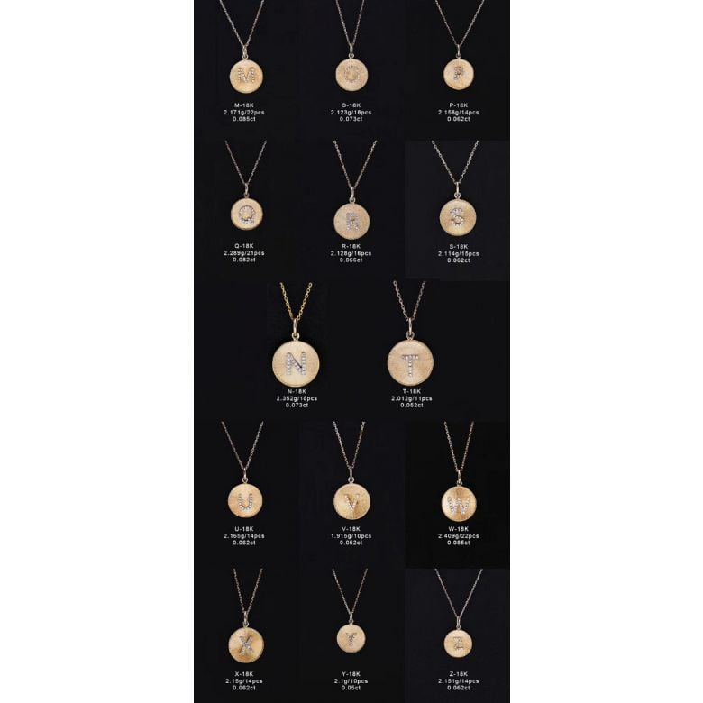 Ciondolo Lettera Alfabeto - Medaglia in Oro 18ct & Diamante VS/G | Gemperles - 21