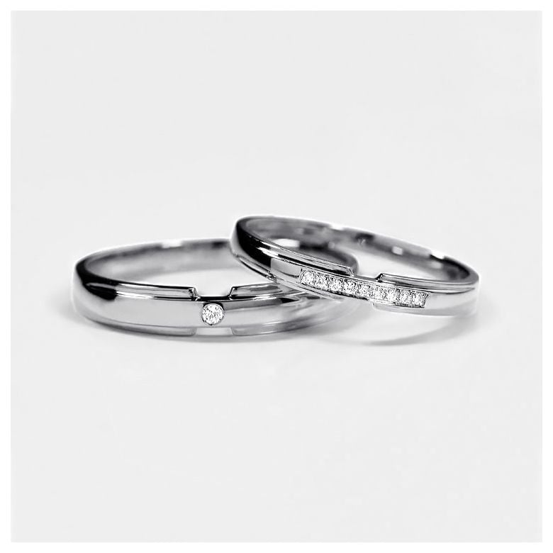 Coppia Anelli Jackie & Jack - Platino Finitura Lucida - 3