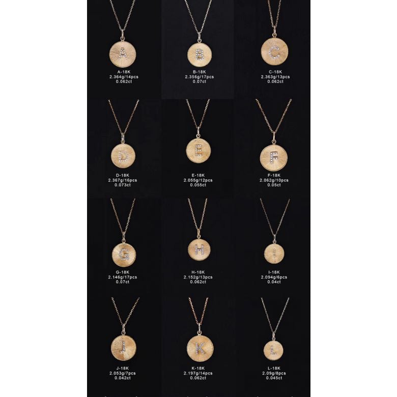 Ciondolo Lettera Alfabeto - Medaglia in Oro 18ct & Diamante VS/G | Gemperles - 23