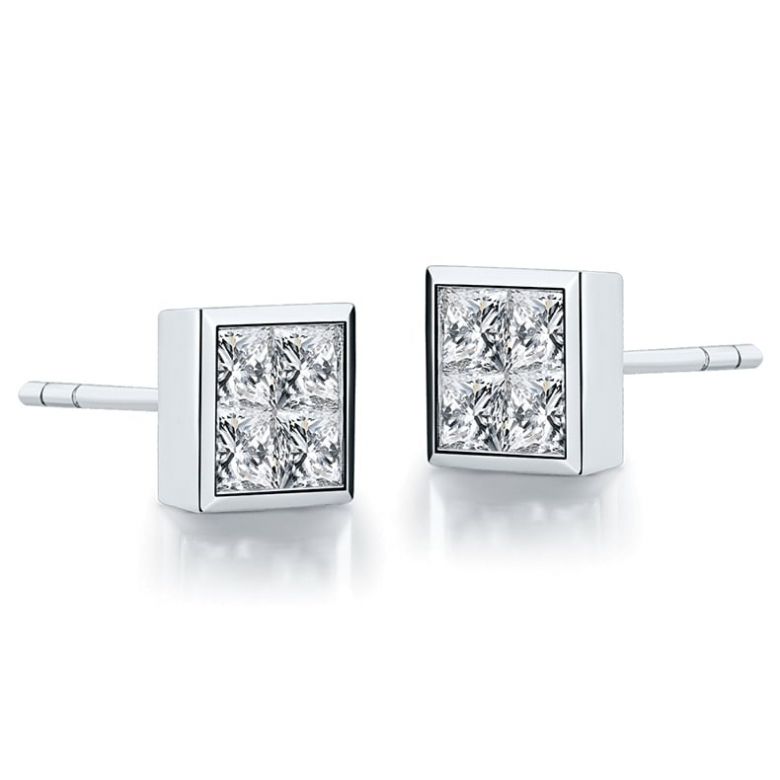 Orecchini Aleksandra - Punto Luce da Donna in Platino con Diamanti - 10