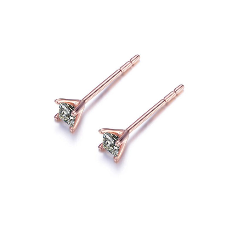 Orecchini Punto Luce Camélia - Oro Rosa & Diamanti Princess - 8
