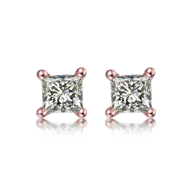 Orecchini Punto Luce Camélia - Oro Rosa & Diamanti Princess - 1