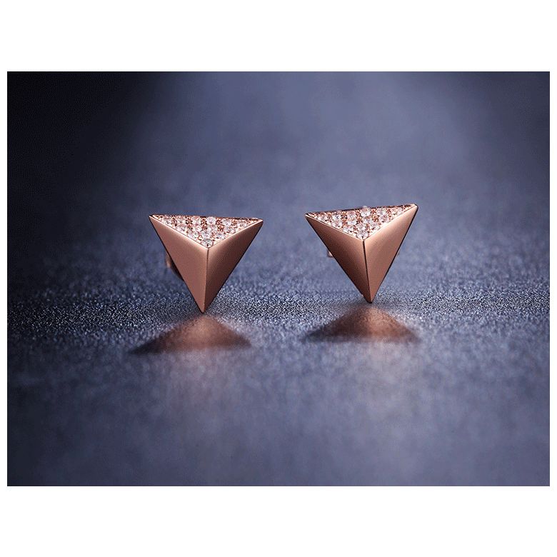 Orecchini A Lobo Khéops - Piramidi in Oro Rosa e Diamanti - 3