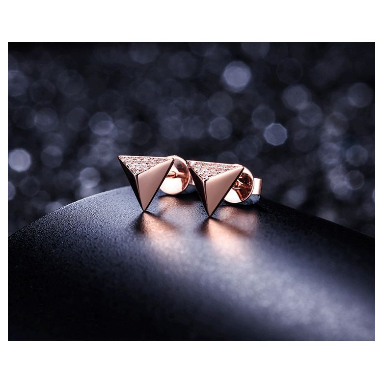 Orecchini A Lobo Khéops - Piramidi in Oro Rosa e Diamanti - 6
