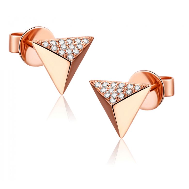Orecchini A Lobo Khéops - Piramidi in Oro Rosa e Diamanti - 7
