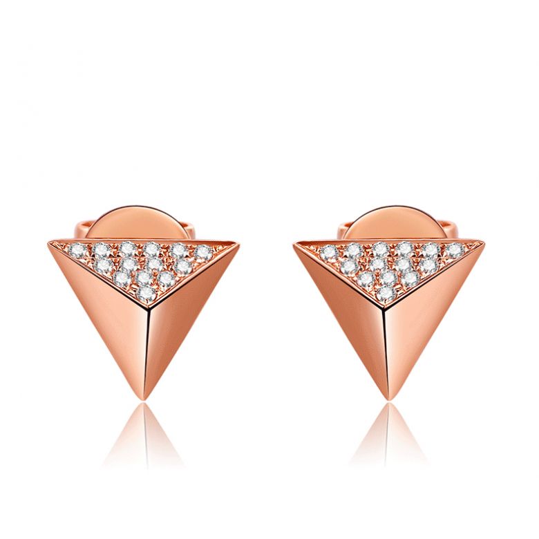 Orecchini A Lobo Khéops - Piramidi in Oro Rosa e Diamanti - 1