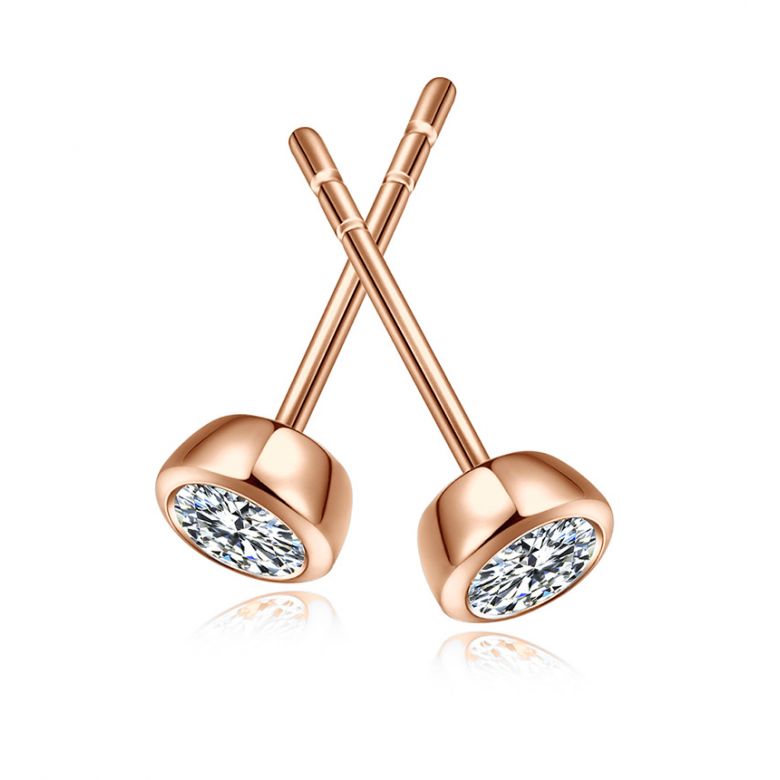 Orecchini Triumph - Punto Luce da Donna in Oro Rosa con Diamanti - 6