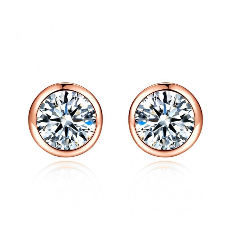 Orecchini Triumph - Punto Luce da Donna in Oro Rosa con Diamanti - 1