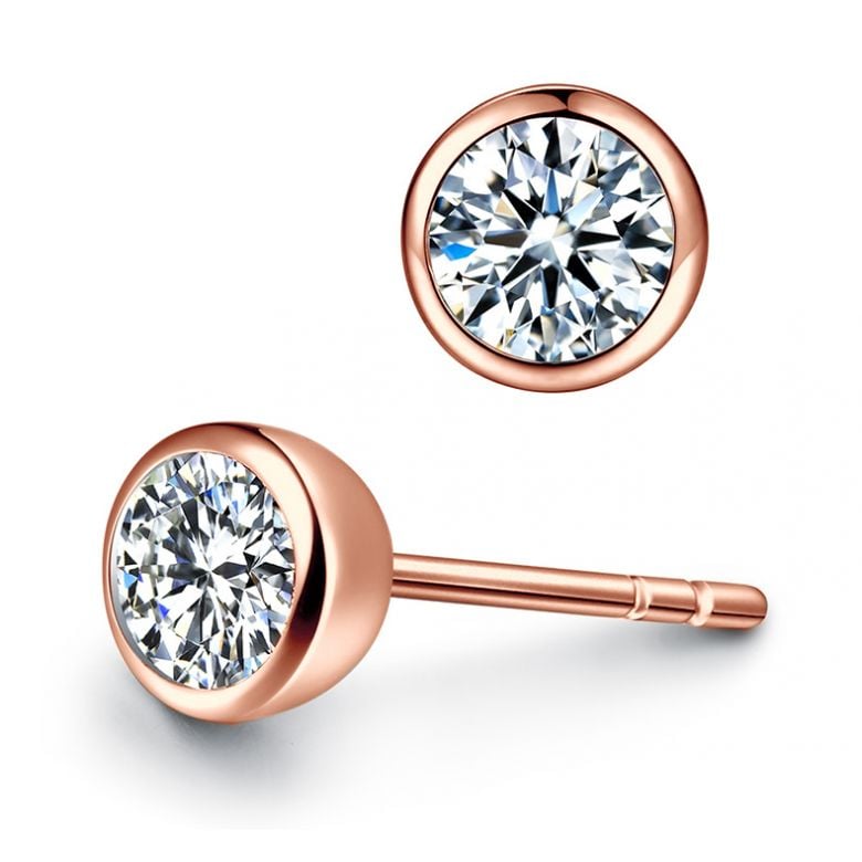 Orecchini Triumph - Punto Luce da Donna in Oro Rosa con Diamanti - 5