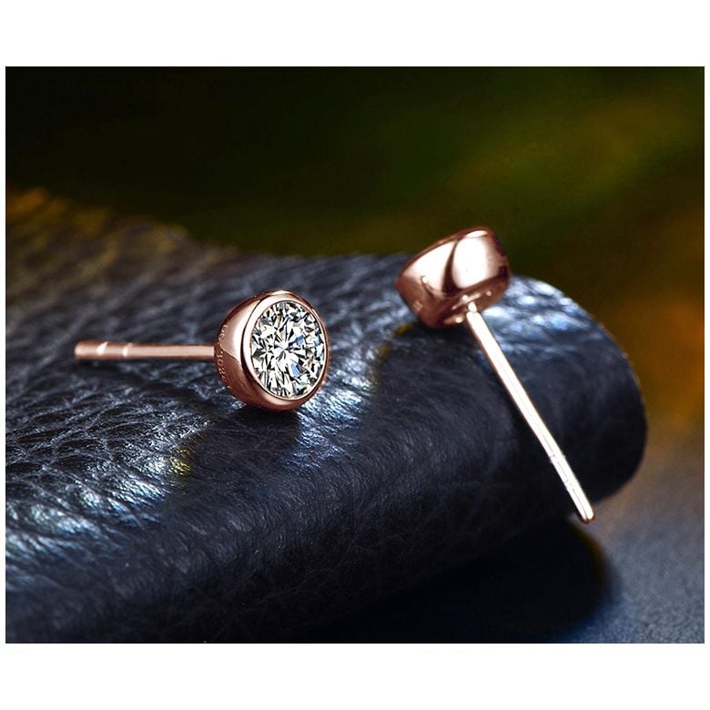 Orecchini Triumph - Punto Luce da Donna in Oro Rosa con Diamanti - 3