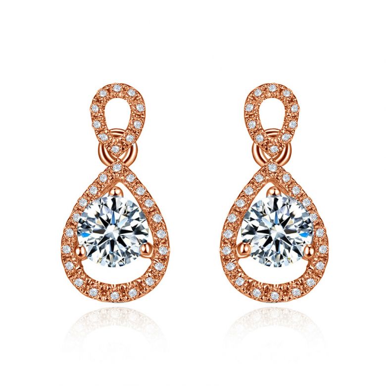 Orecchini Pendenti Abîmes - Goccia in Oro Rosa & Diamanti - 1