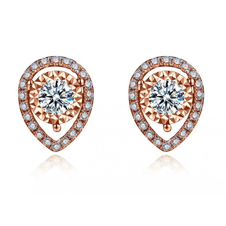 Orecchini A Lobo Agata - Goccia in Oro Rosa & Diamanti - 1