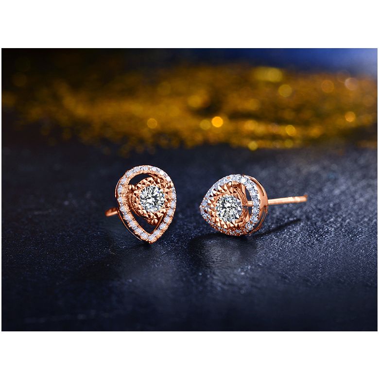 Orecchini A Lobo Agata - Goccia in Oro Rosa & Diamanti - 4