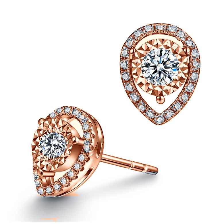 Orecchini A Lobo Agata - Goccia in Oro Rosa & Diamanti - 9