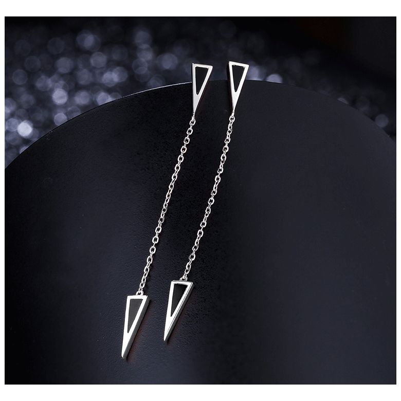 Orecchini Pendenti Xeo - Catenelle Oro Bianco & Petre d'Agata - 3