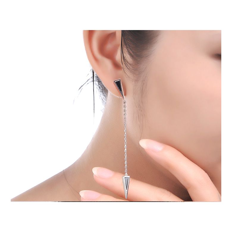 Orecchini Pendenti Xeo - Catenelle Oro Bianco & Petre d'Agata - 5