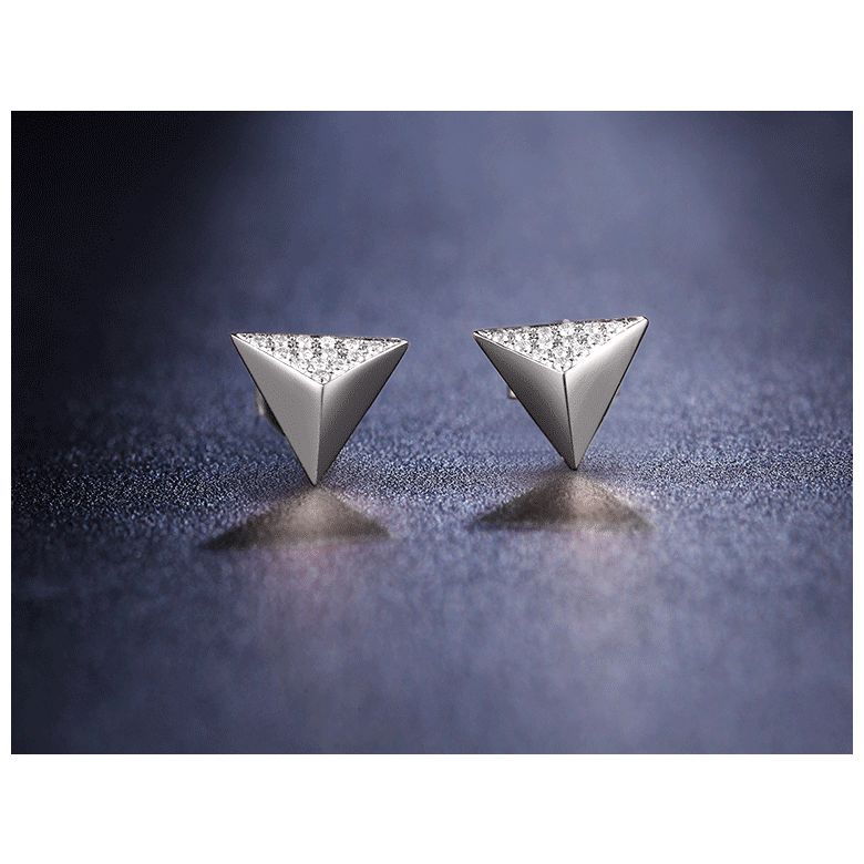 Orecchini A Lobo Khéops - Piramidi in Oro Bianco e Diamanti - 3